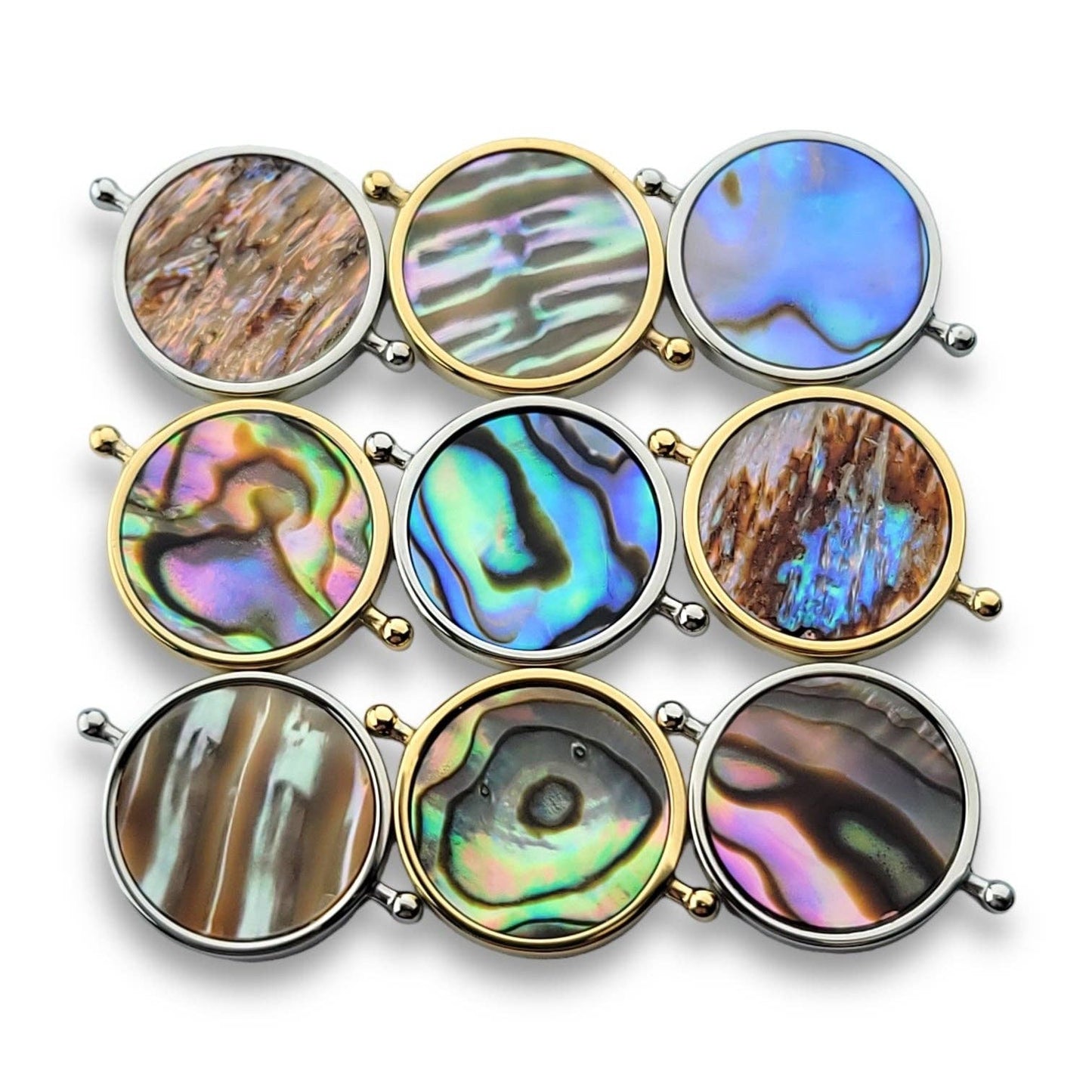 Abalone Shell Round Crystal Element: Silver