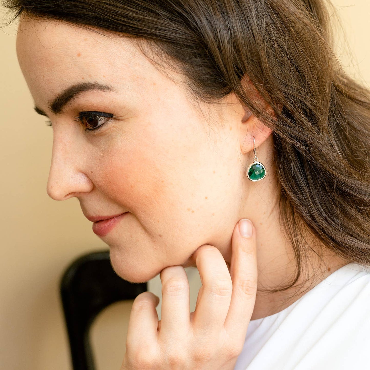 Leverback Green Dangle Earrings