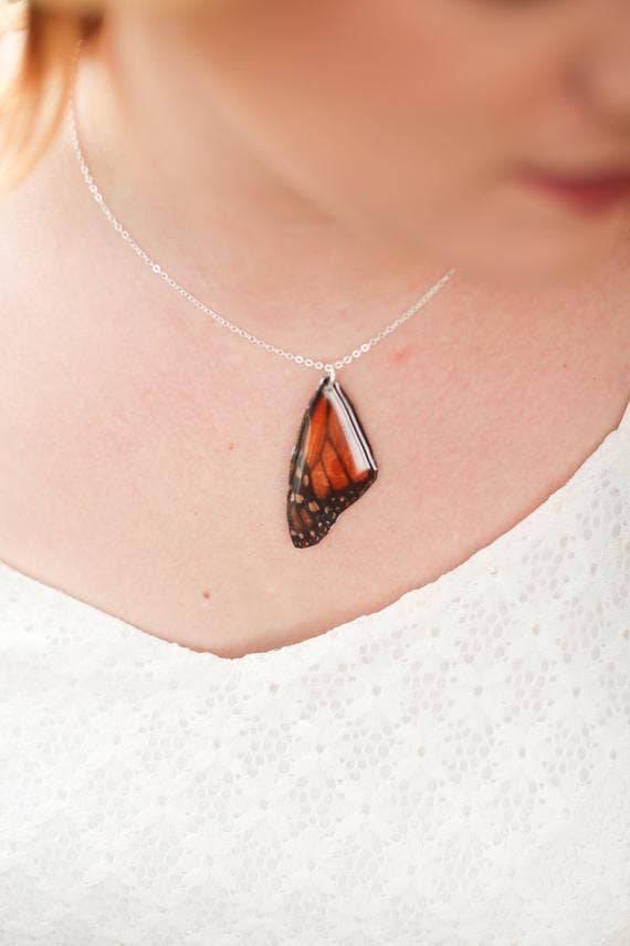 Monarch Butterfly Wing Necklace: Gold