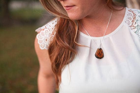 Monarch Butterfly Wing Necklace: Gold