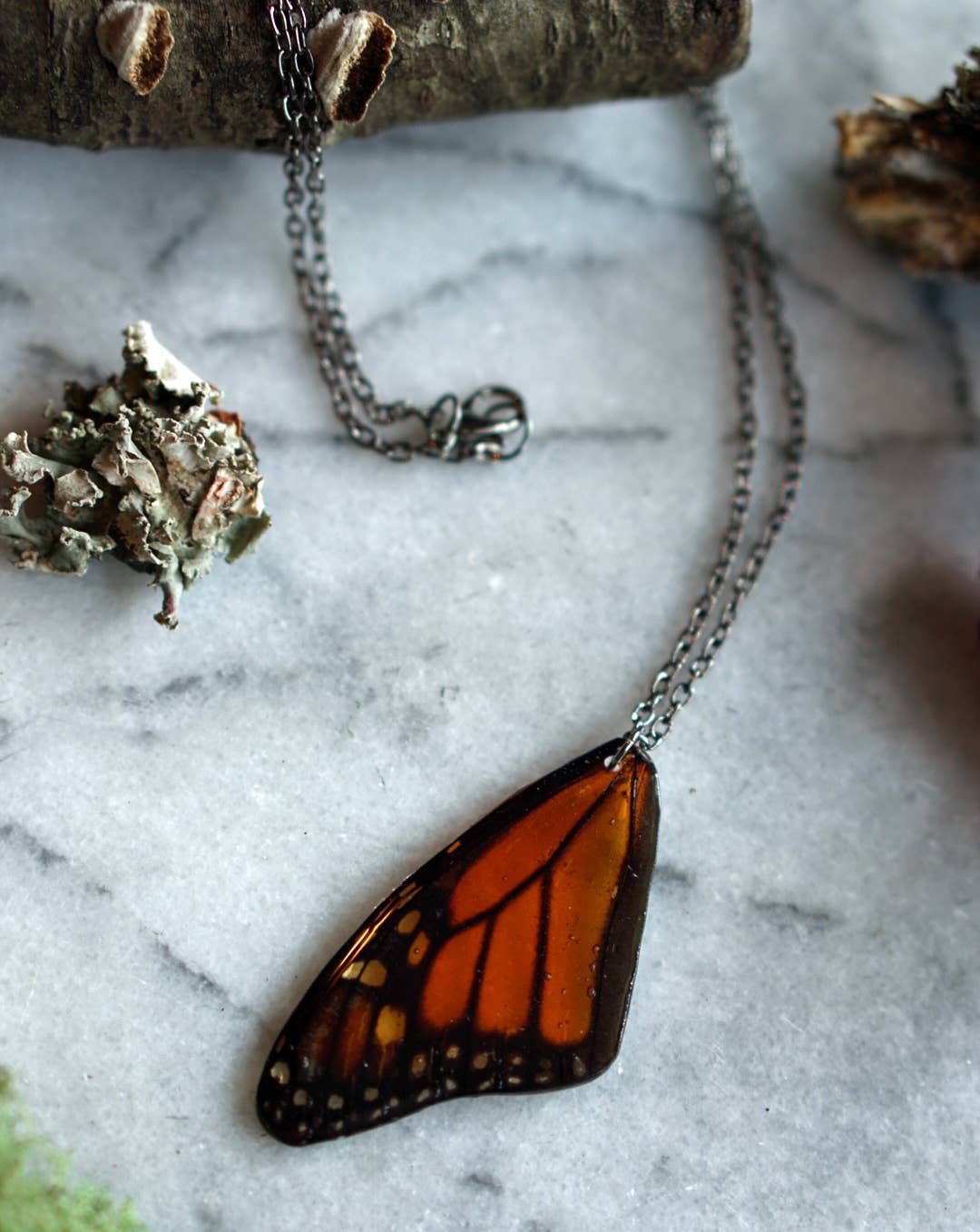 Monarch Butterfly Wing Necklace: Gold