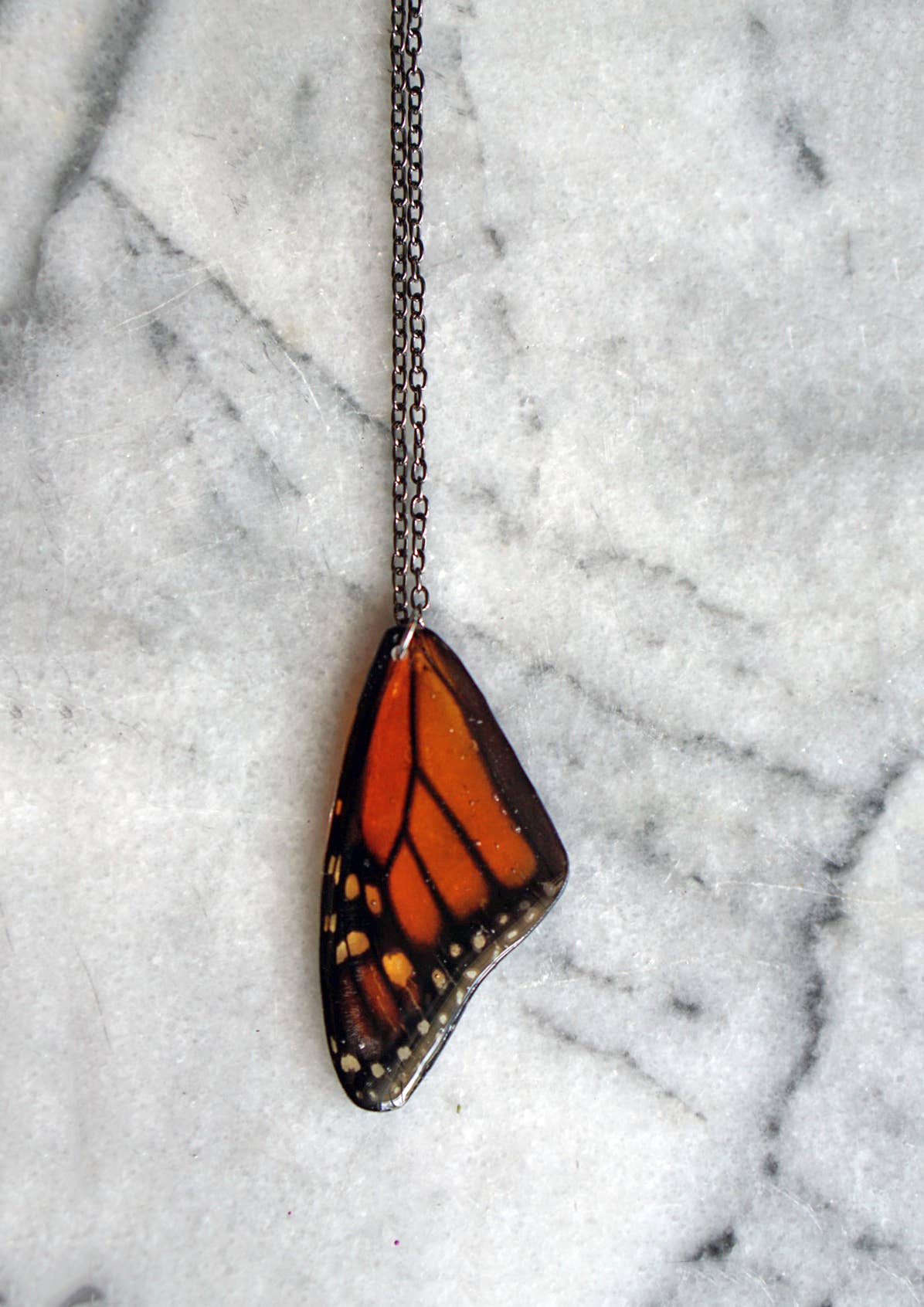 Monarch Butterfly Wing Necklace: Gold