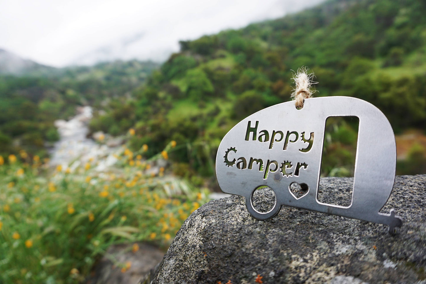 Happy Camper Ornament Recycled Steel