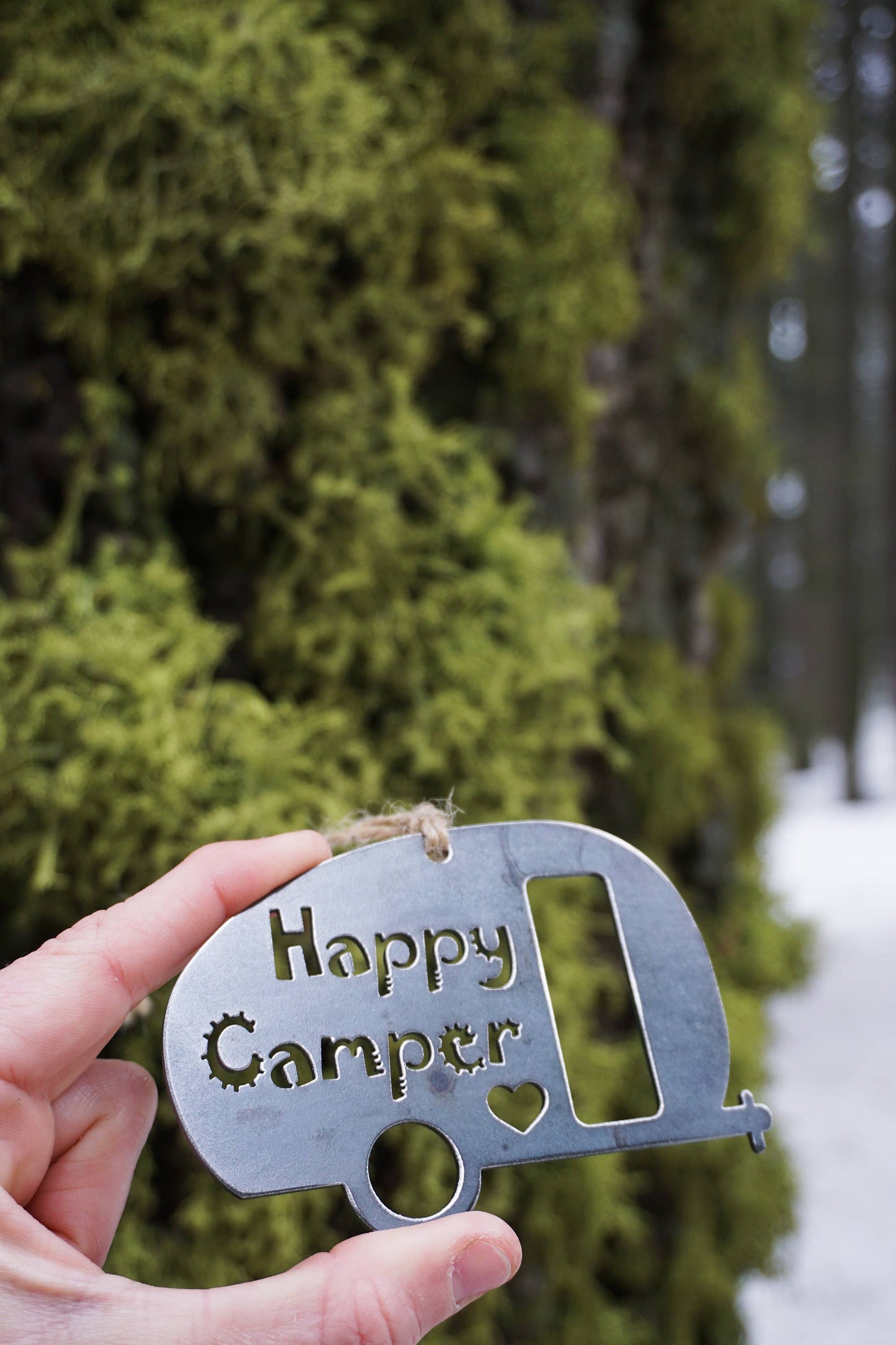 Happy Camper Ornament Recycled Steel