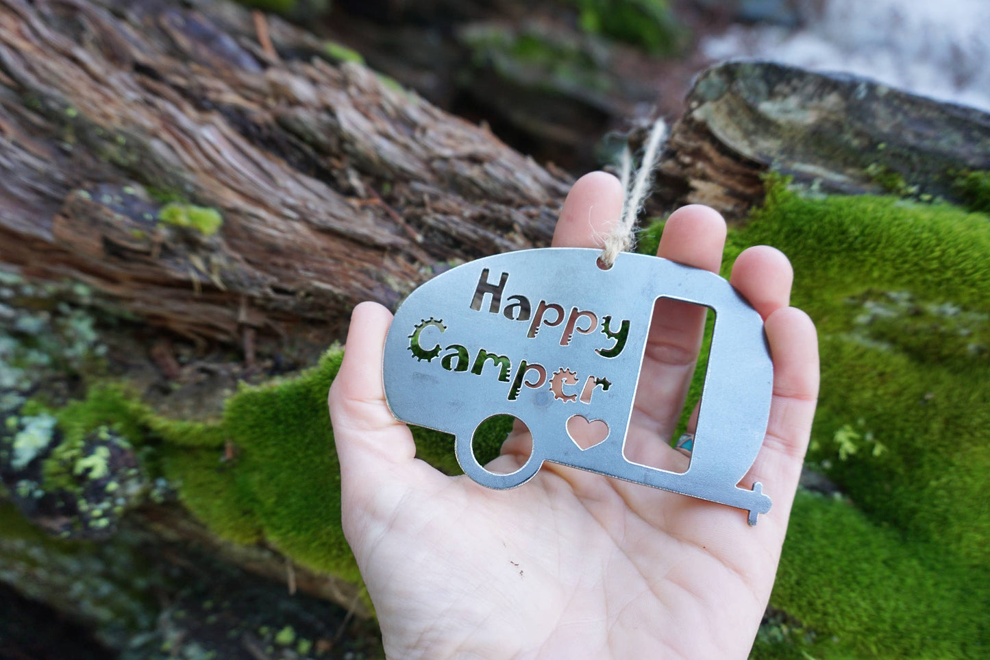 Happy Camper Ornament Recycled Steel