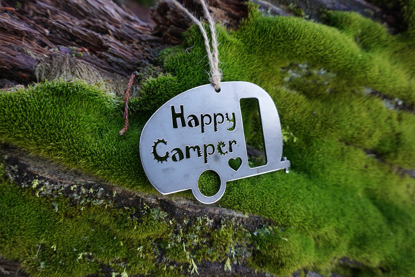 Happy Camper Ornament Recycled Steel