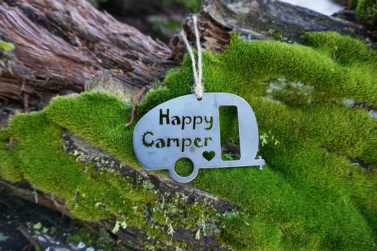 Happy Camper Ornament Recycled Steel