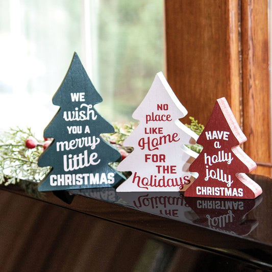 Holly Jolly Chunky Wooden Trees