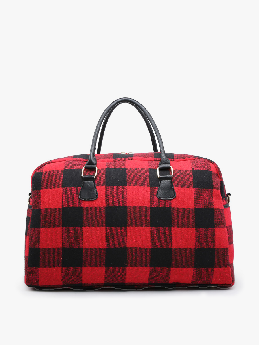 Weekender Duffle Bag: Red/Black Plaid