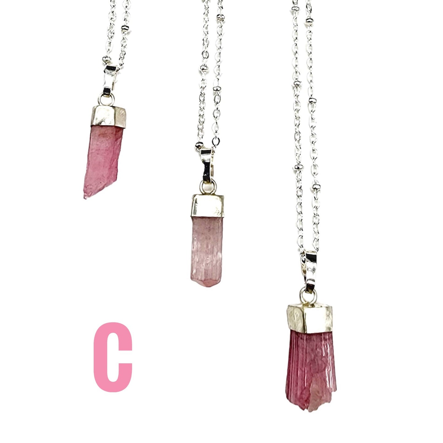 Dainty Silver Tourmaline Necklace: B. Green Tourmaline