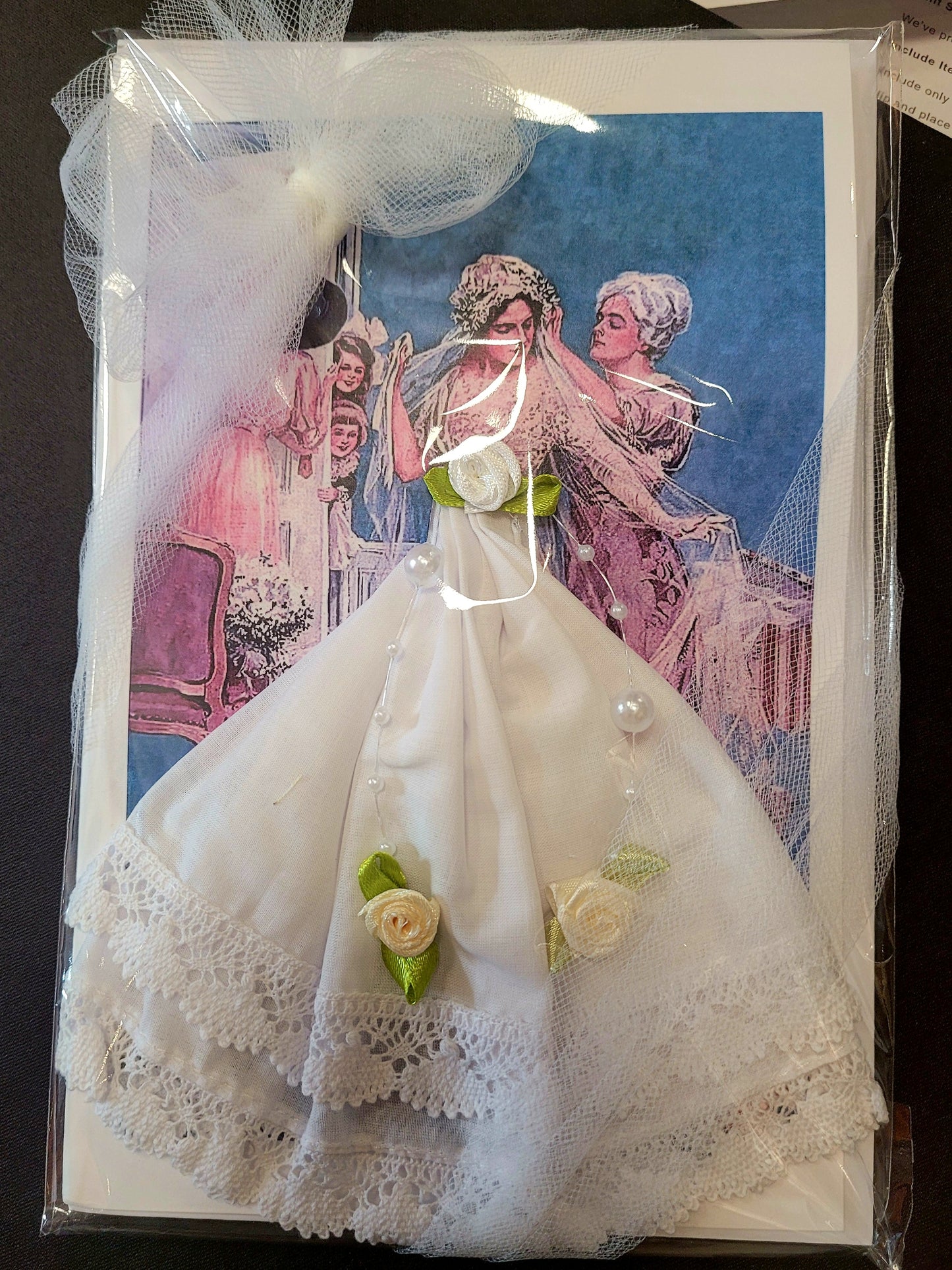 Vintage Bride Keepsake Hankie Card