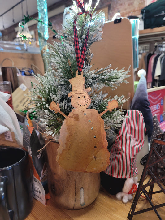 Steel Mitten Snowman Ornament