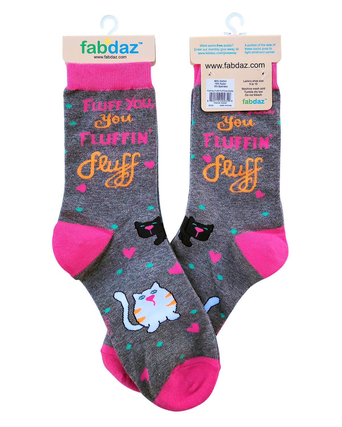 Fluff You You Fluffin' Fluff Sassy Women's Crew Socks with Cats