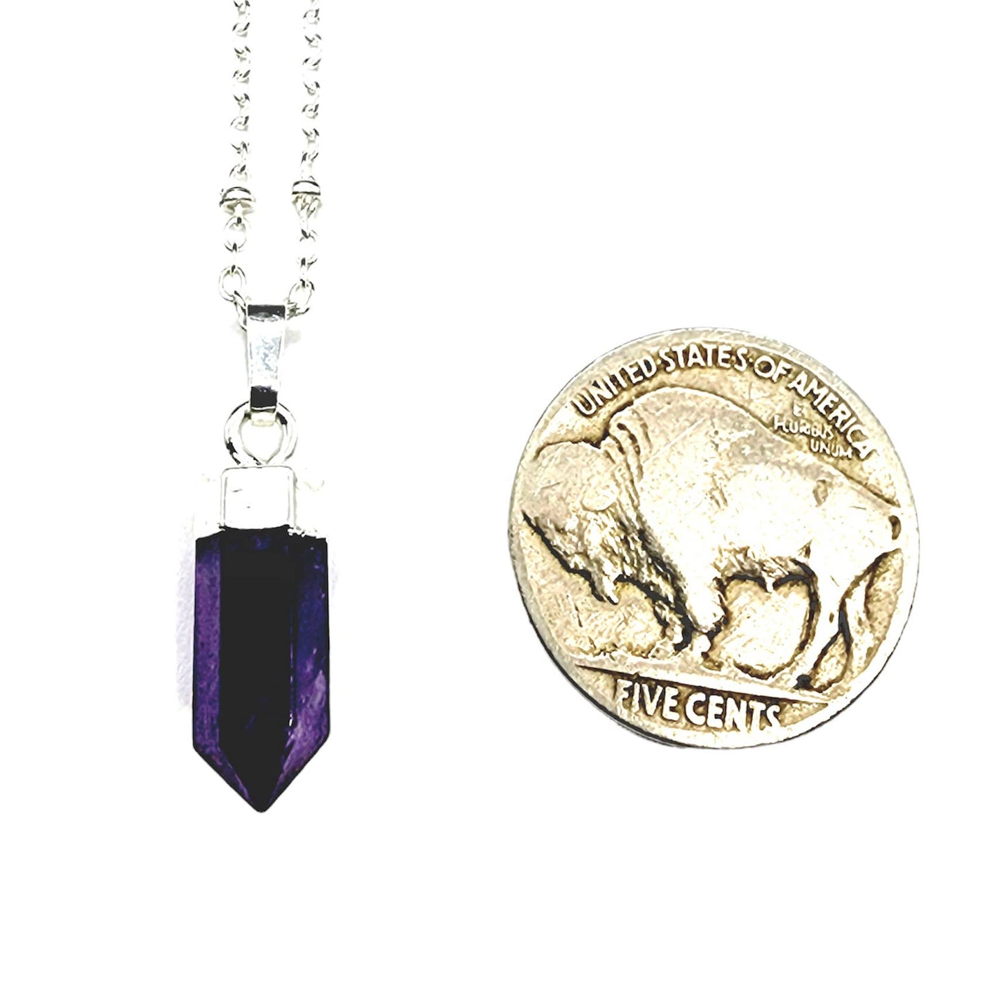 Petite Cylindrical Amethyst Point Necklace