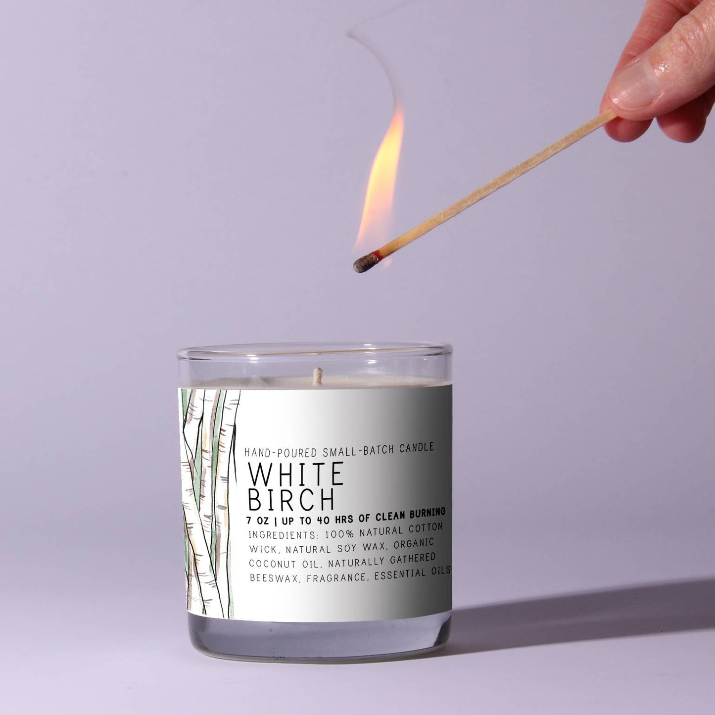 White Birch Just Bee Candles in 7 oz Jars