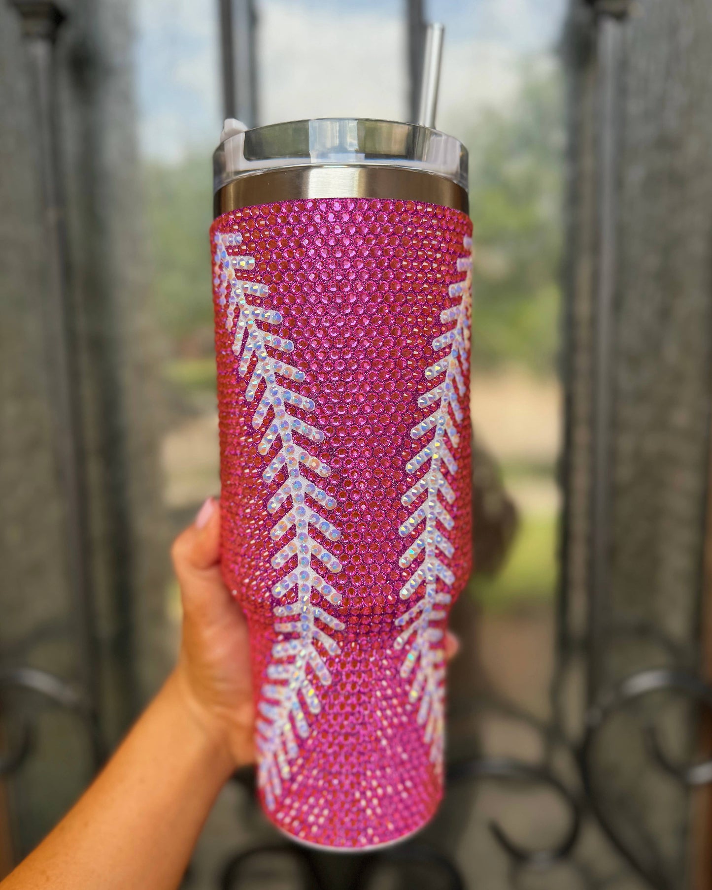 Crystal Baseball/Softball Pink 40 Oz Tumbler