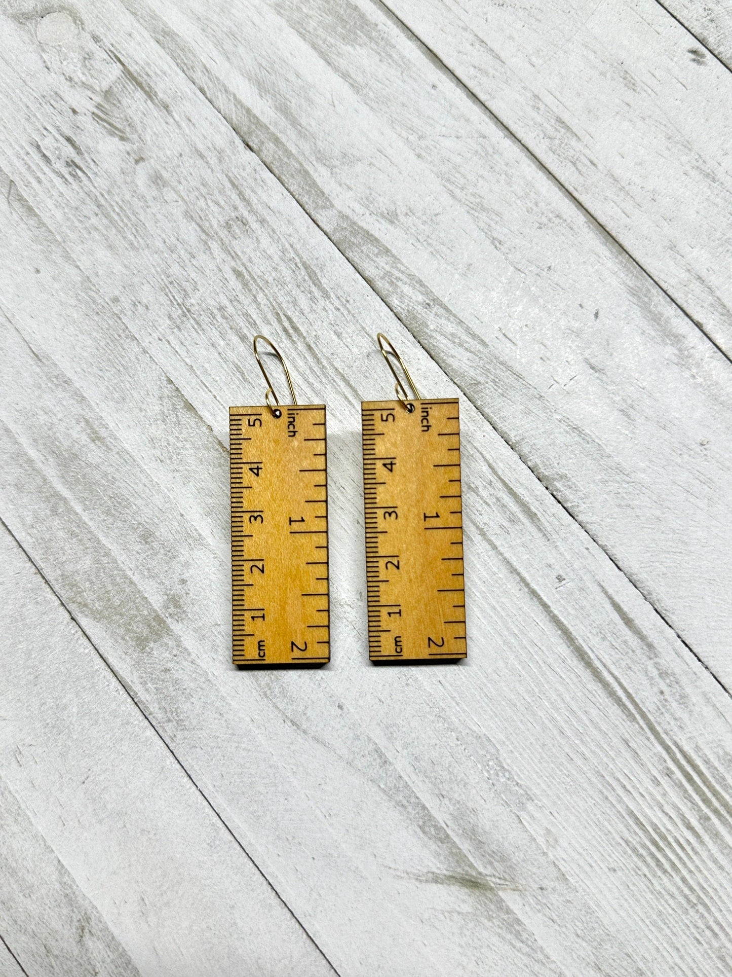 Ruler Maple Wood Dangle Earrings