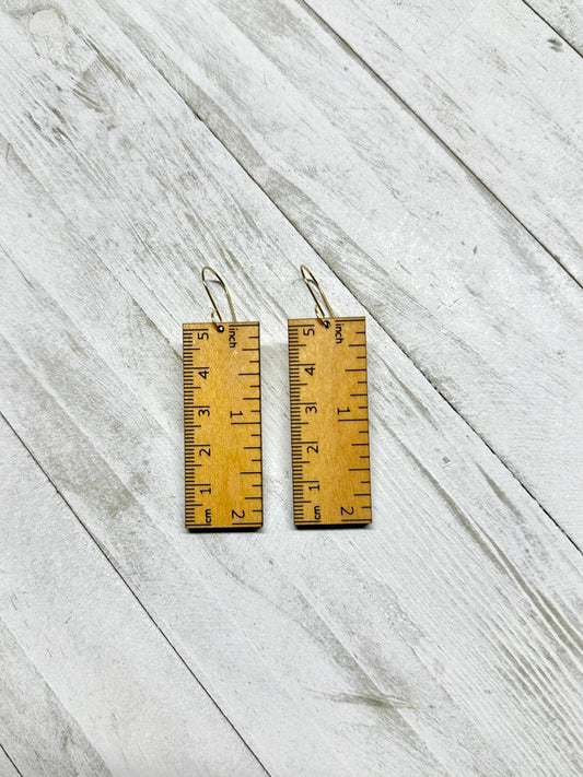 Ruler Maple Wood Dangle Earrings