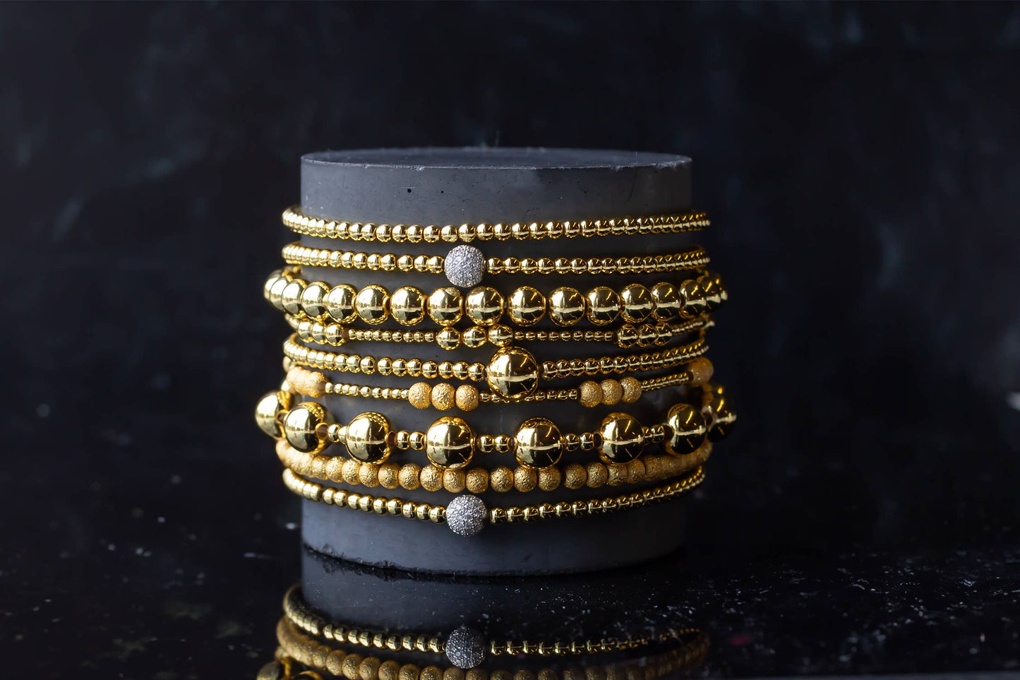 Gold Stretch Bracelet: Duo Textured