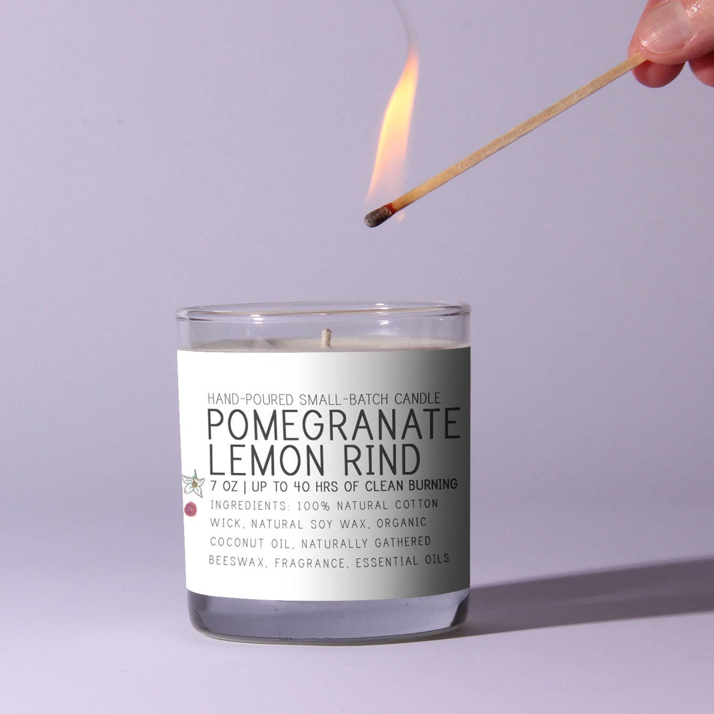 Pomegranate & Lemon Rind Just Bee Candles in 7 oz Jars