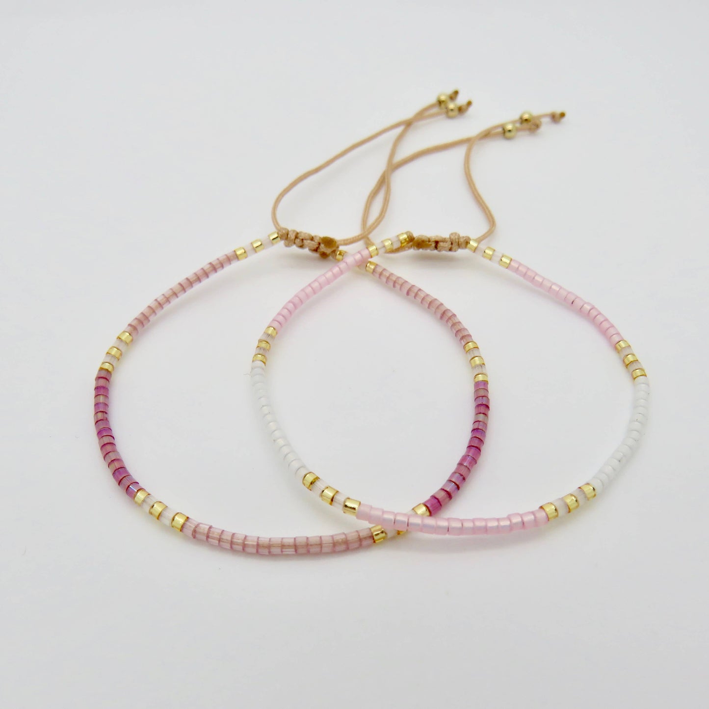 Two Tone Dainty Lilac & Rose Bracelet