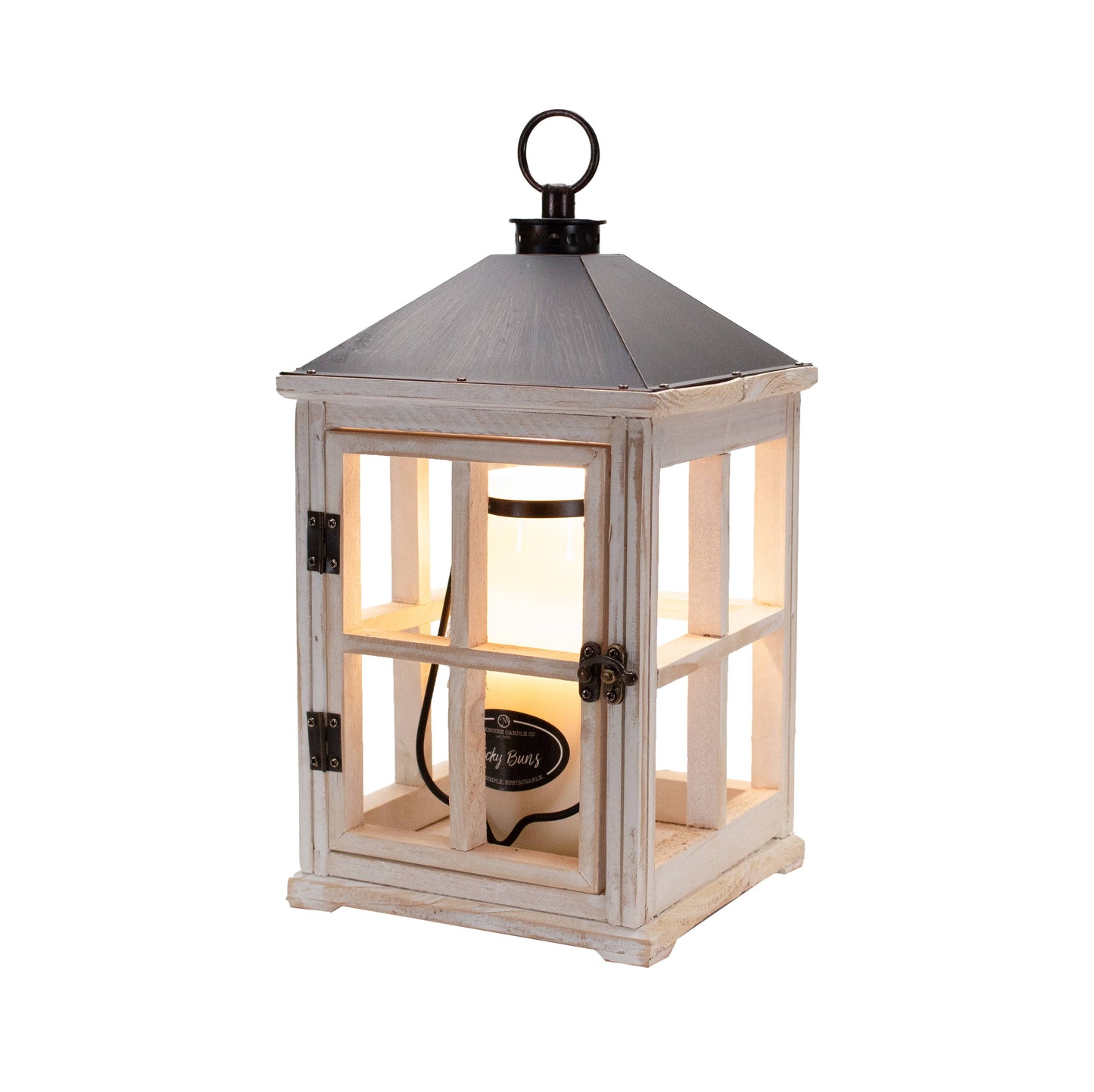 Weathered White Wooden Lantern