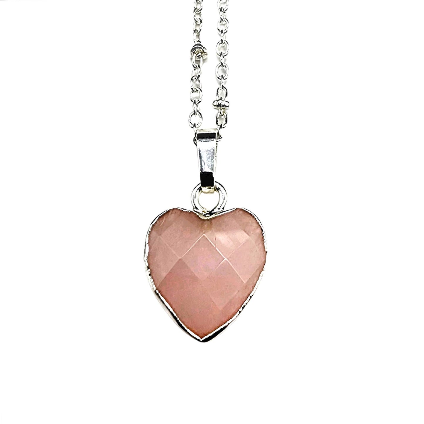 Dainty Faceted Rose Quartz Heart Necklace