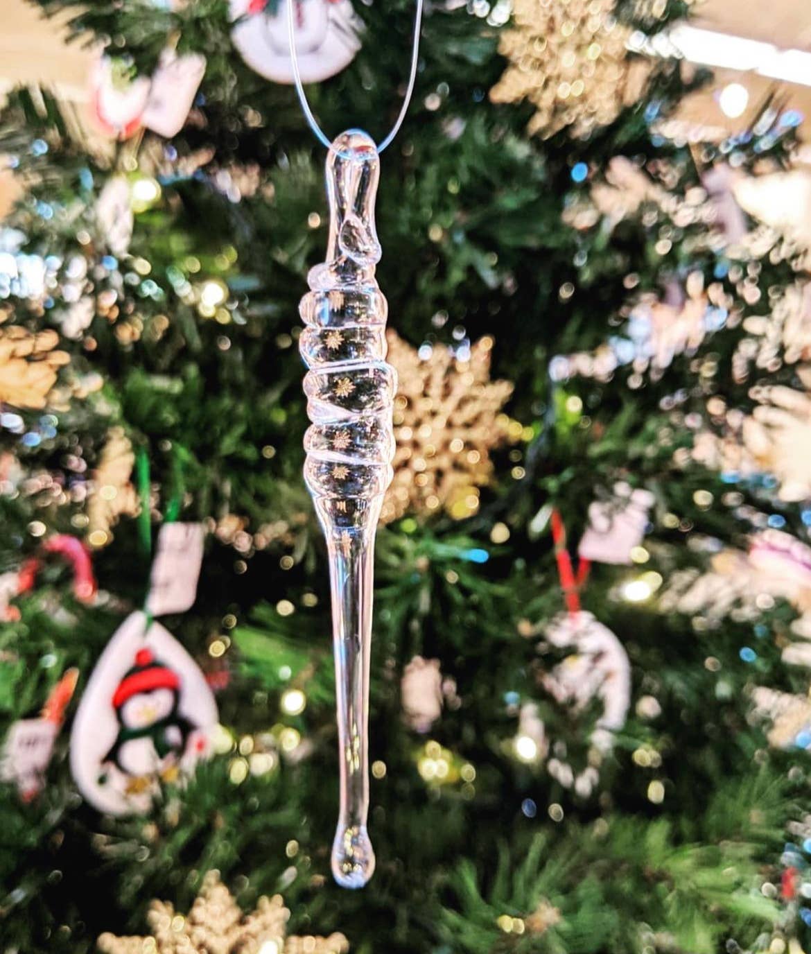 One Small Glass Icicle Ornament