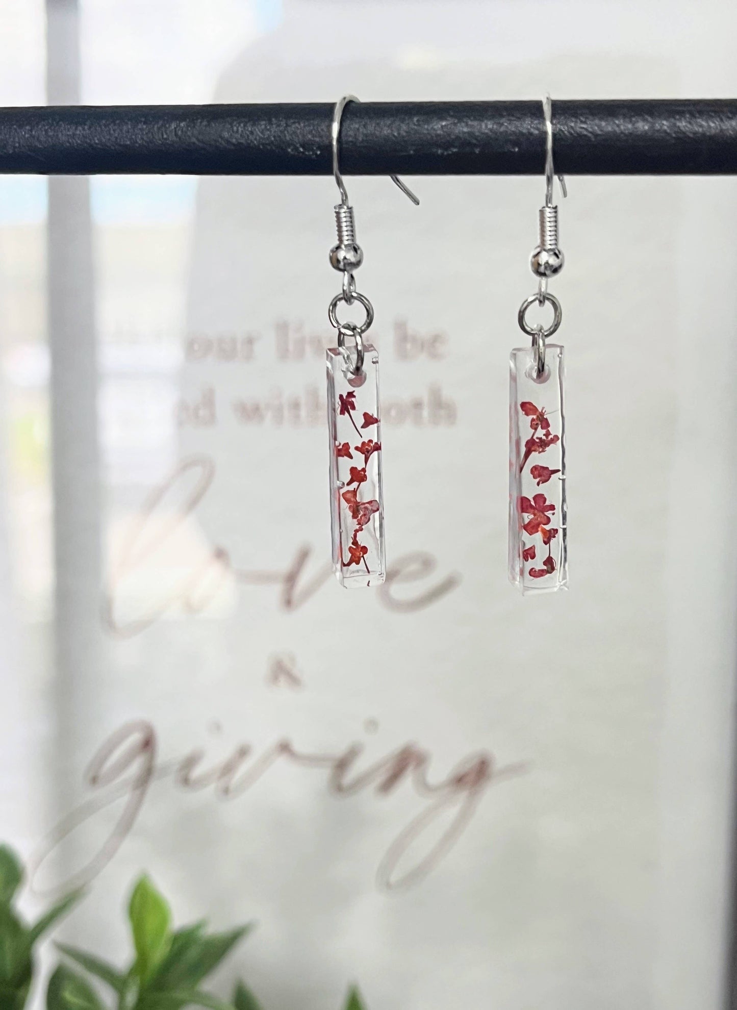 Red Flower Dangle Earrings