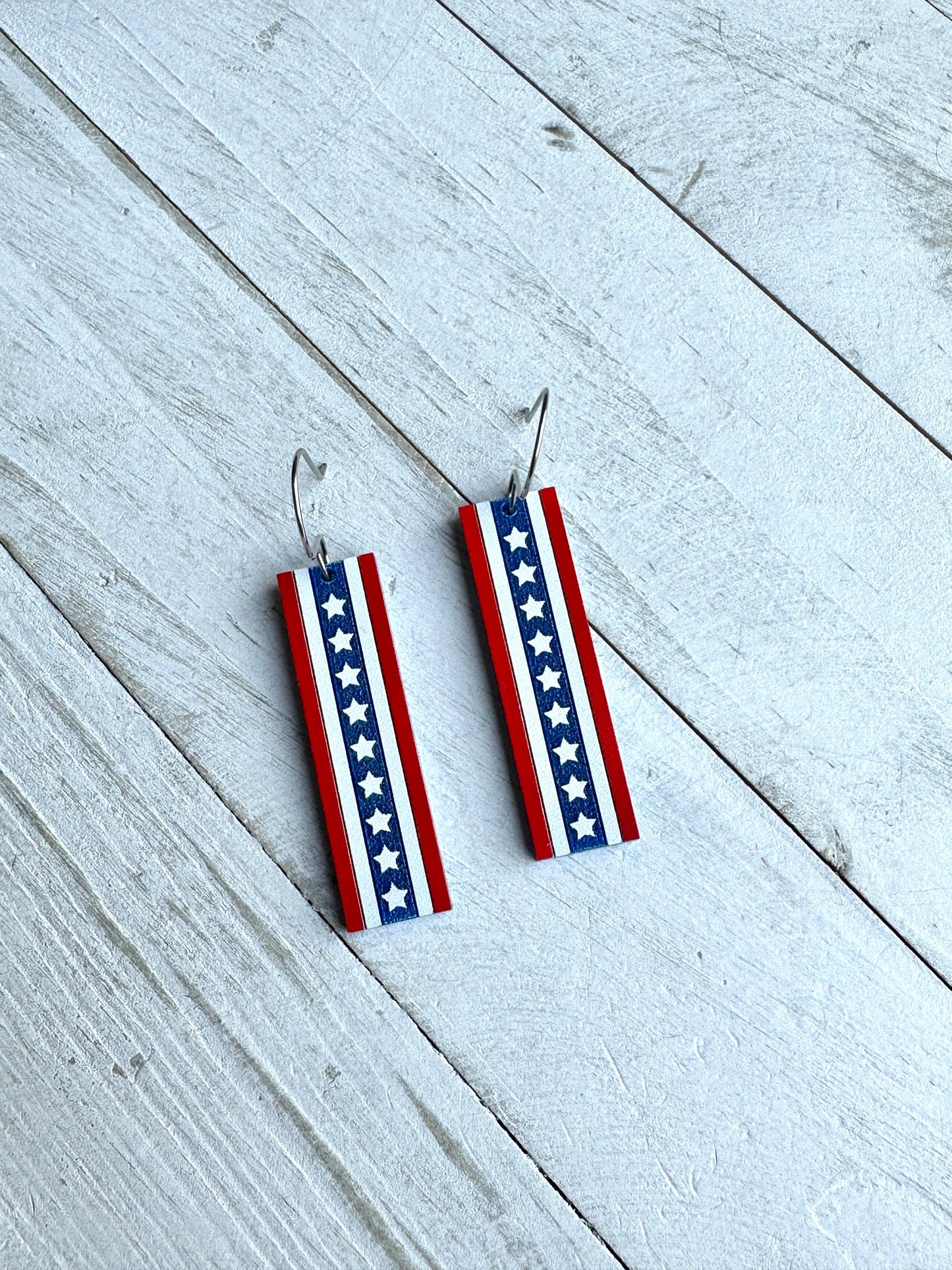 Red White and Blue Earrings Acrylic Bar