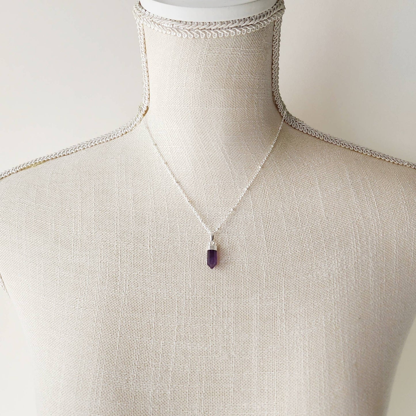 Petite Cylindrical Amethyst Point Necklace