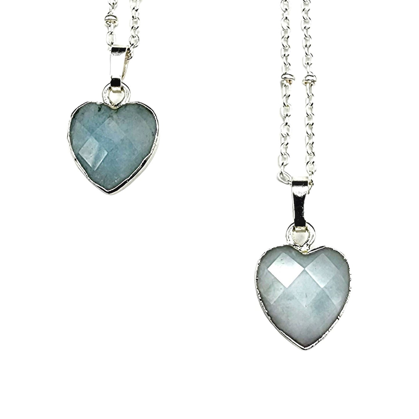 Dainty Faceted Aquamarine Heart Necklace