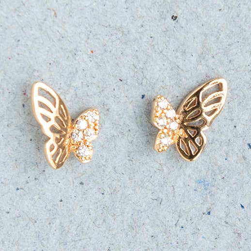 Butterfly Cubic Zirconia CZ Stud Earring