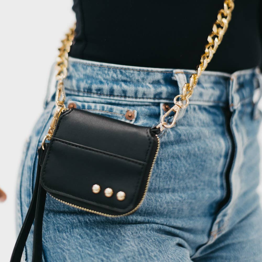 Black Gold Winnie Wallet Chain Bag