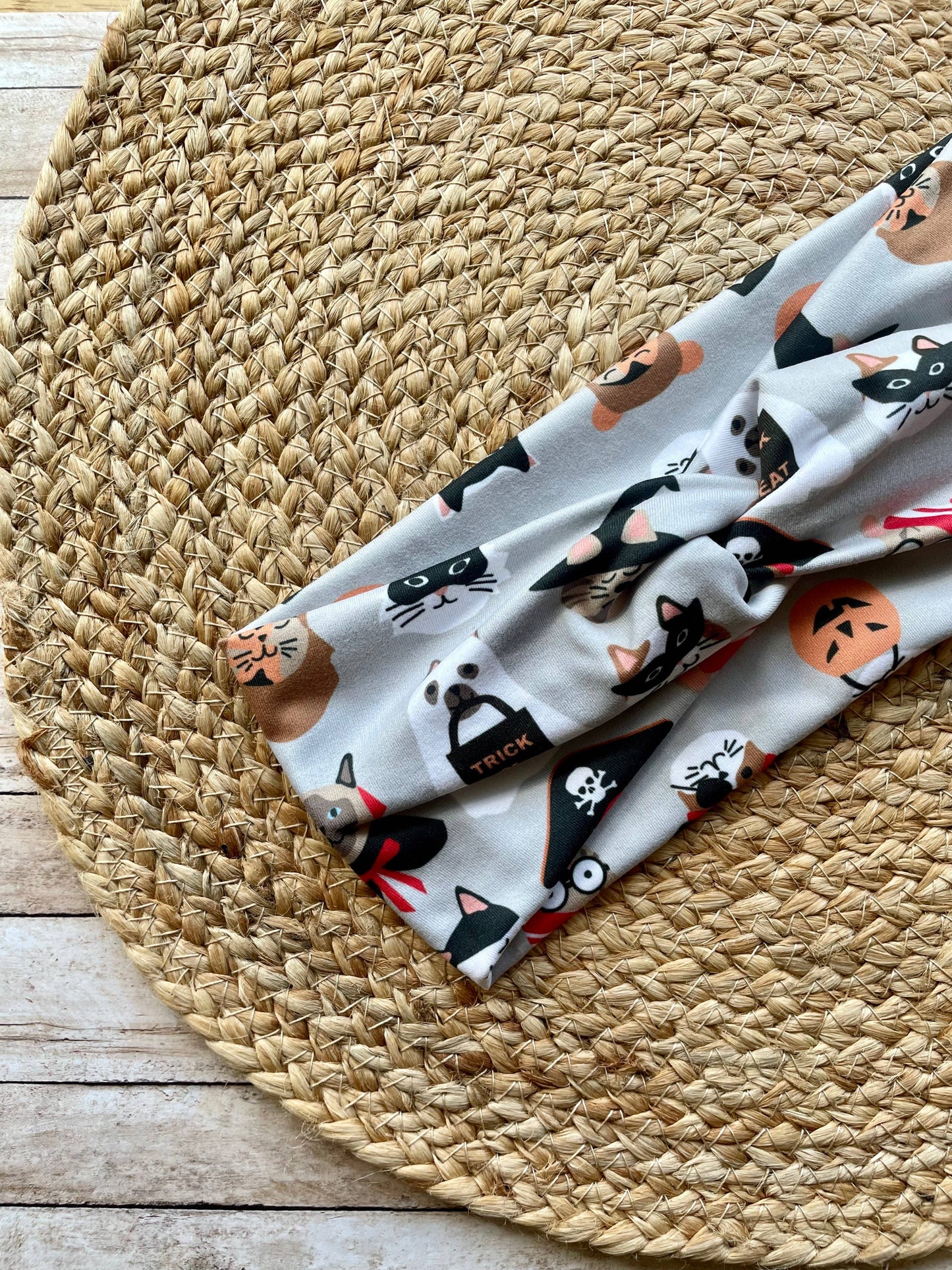 Trick or Treat Cats Knit Twist Headband