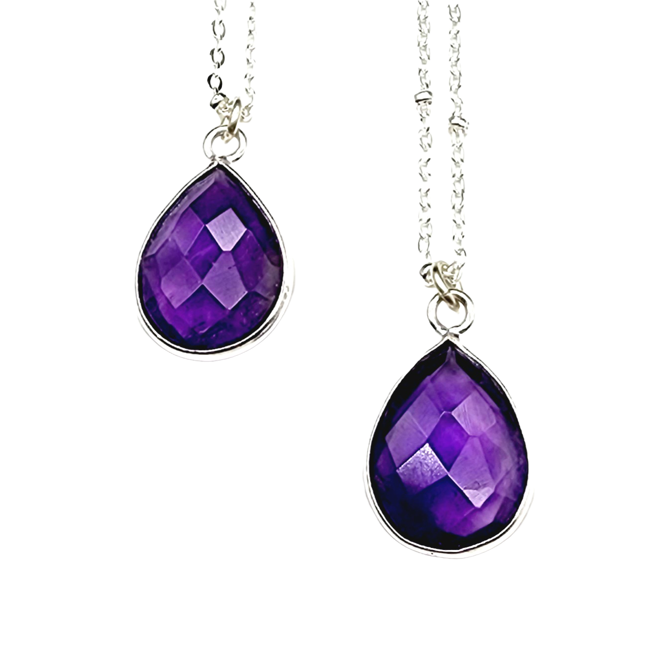 Dainty Faceted Amethyst Teardrop Necklace