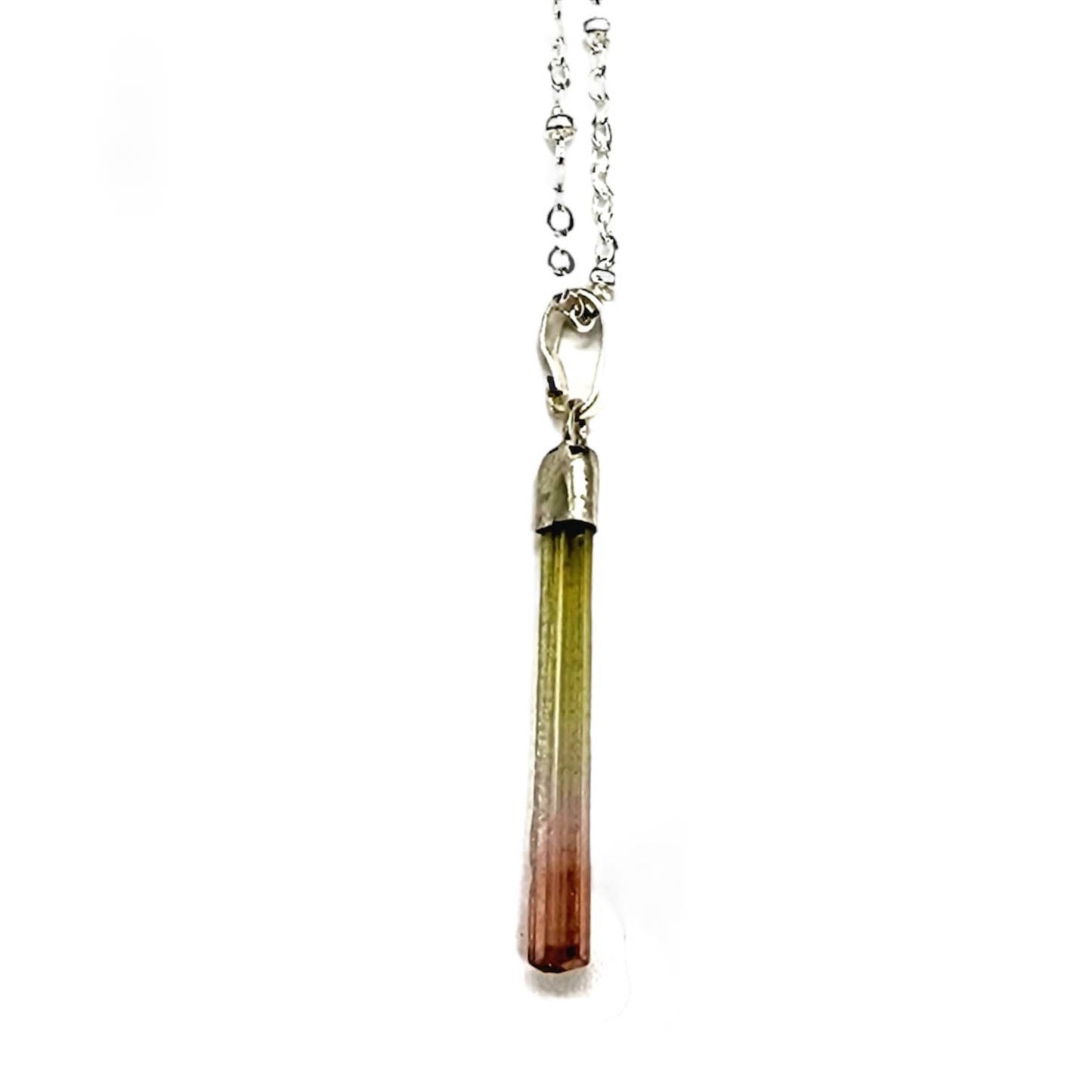 Dainty Silver Tourmaline Necklace: B. Green Tourmaline