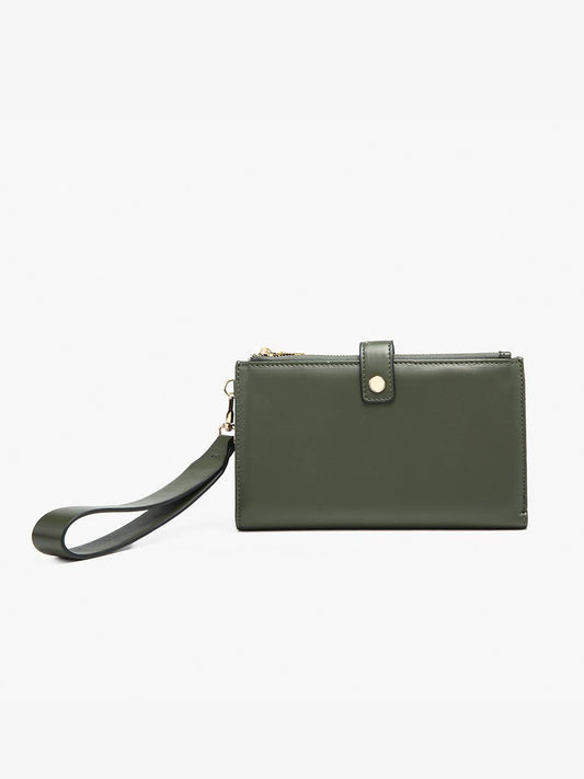 Zip-Top Wallet w/ Wristlet Strap: Olive