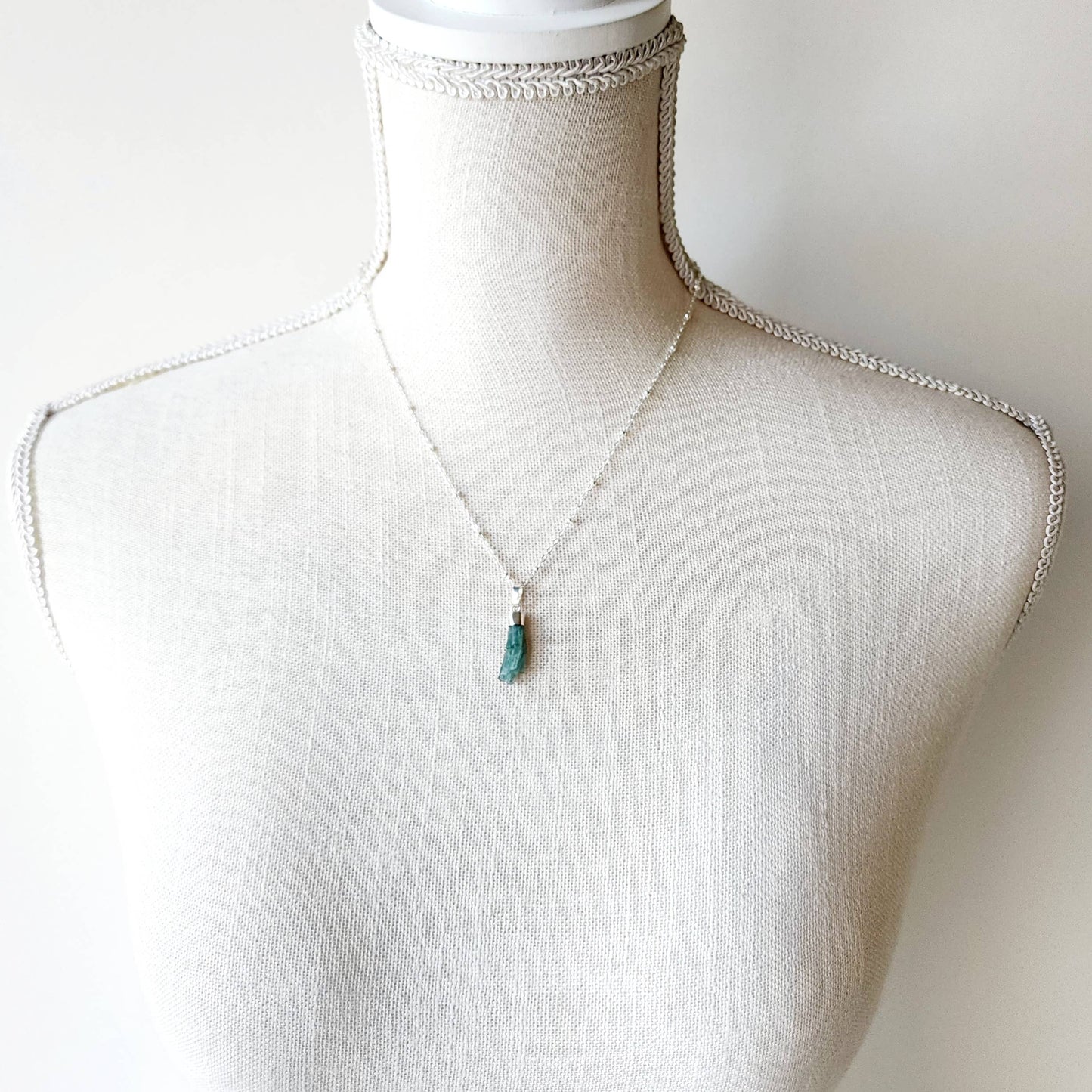 Dainty Silver Tourmaline Necklace: B. Green Tourmaline