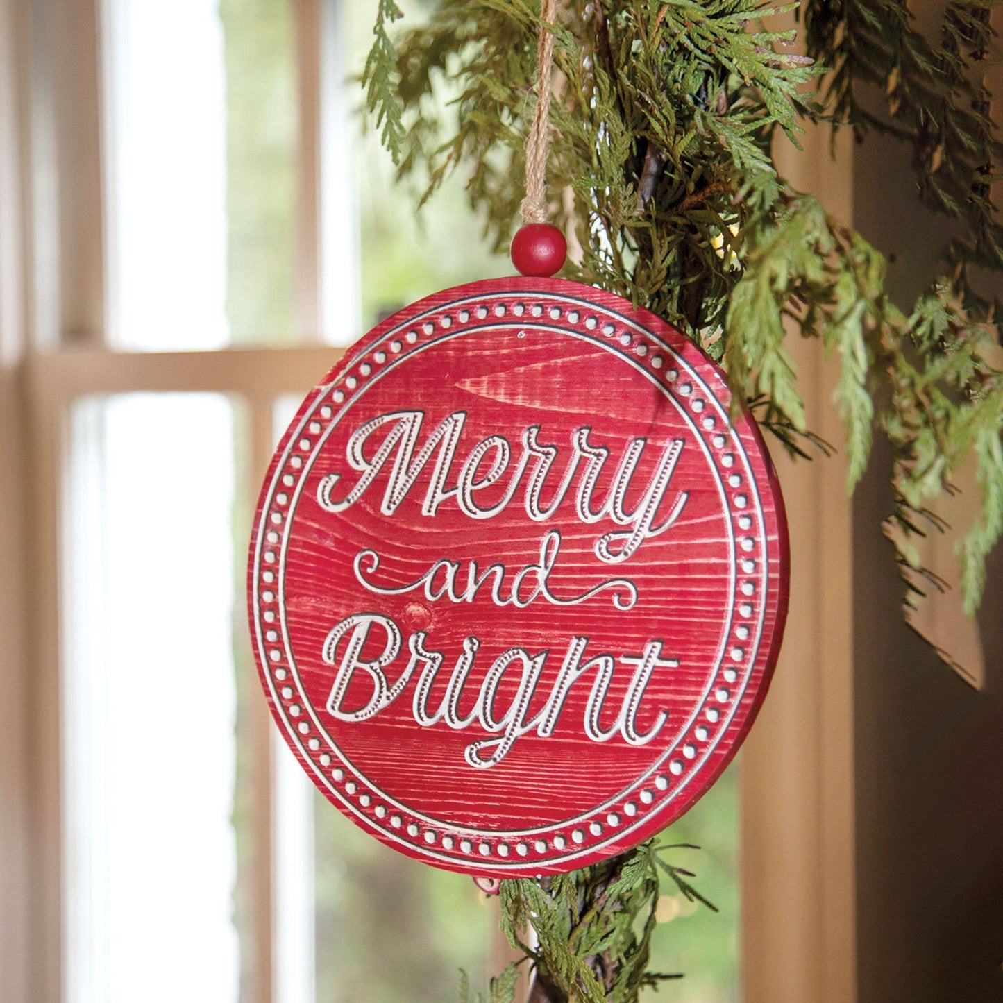 Merry & Bright Wood Hanging Sign