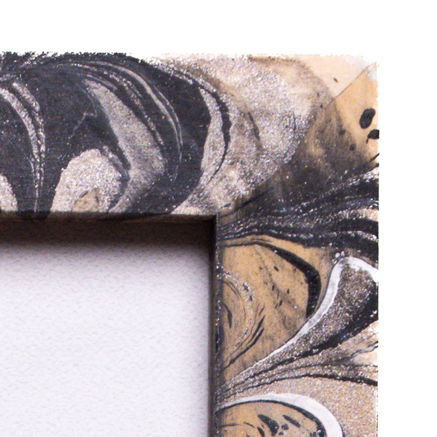 8x10 Black + White Hand Marbled Wood Picture Frame