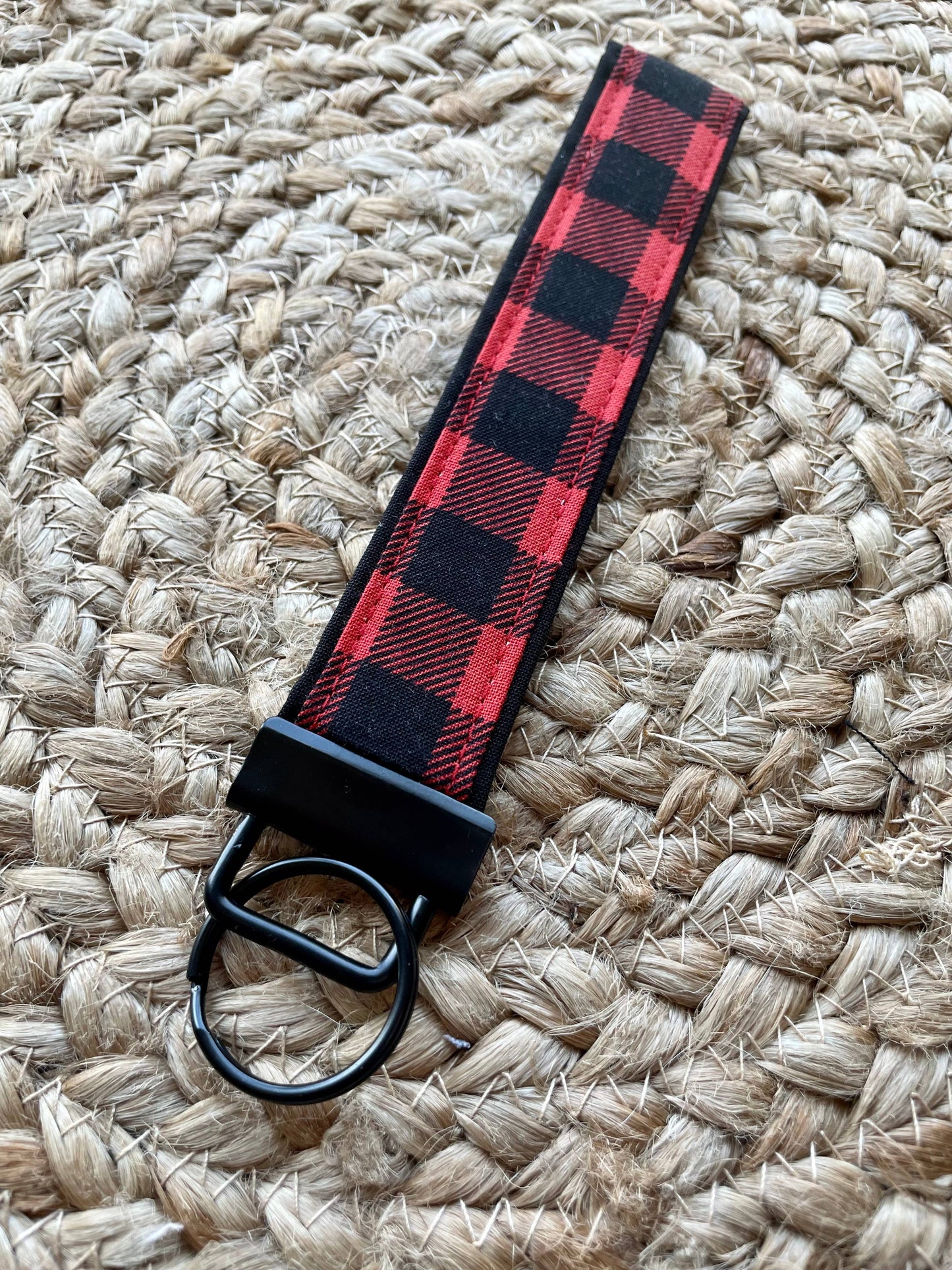 Red Buffalo Plaid Keychain Wristlet