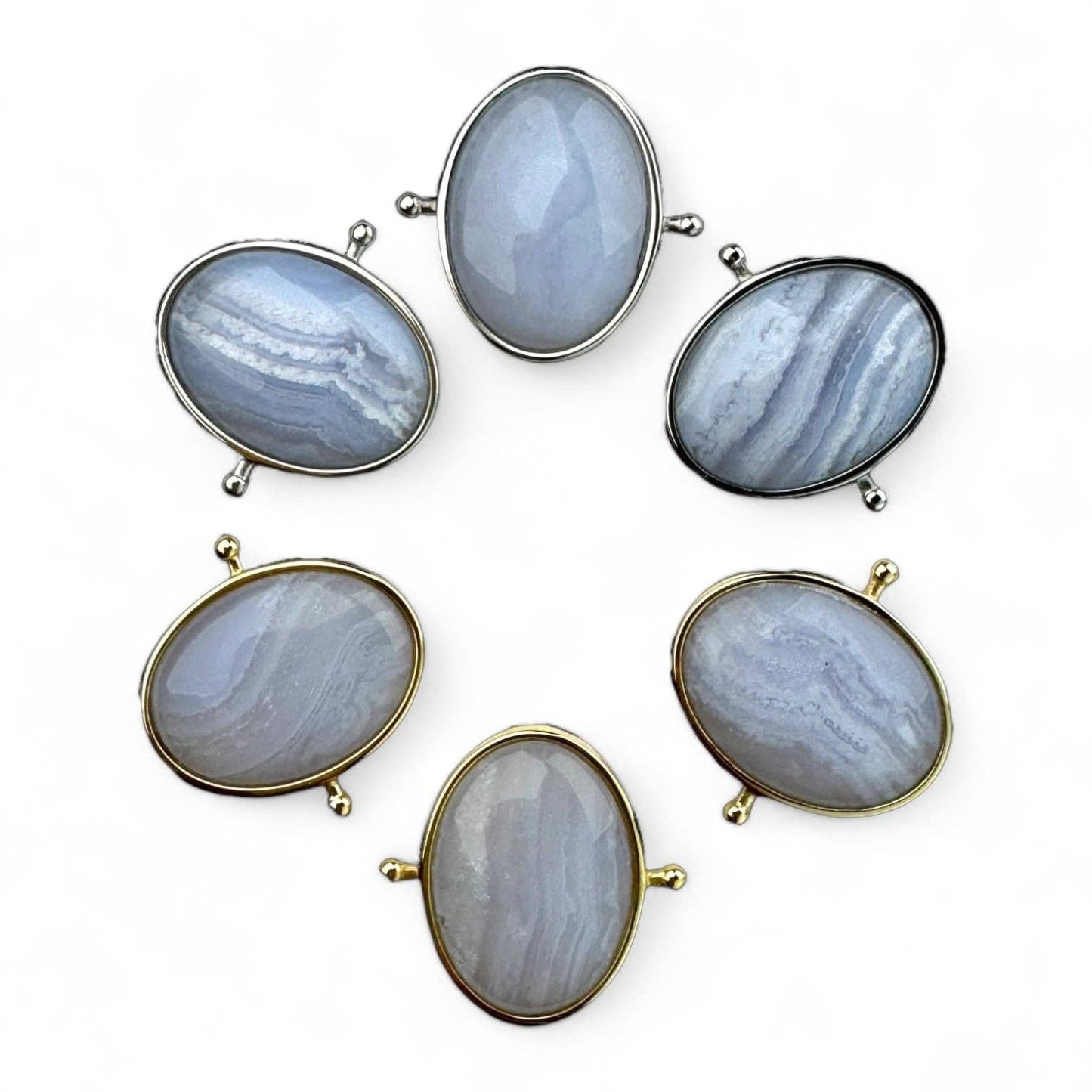 Blue Lace Agate Oval Crystal Element: Silver