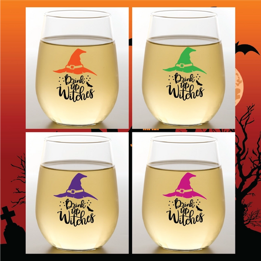 Drink Up Witches Shatterproof Wine Glasses 4 pack