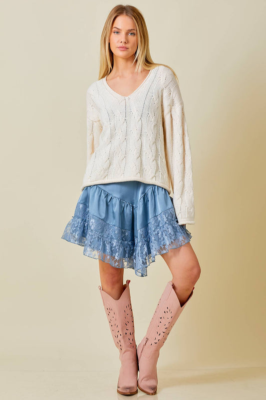 Cream Cable Knit Sweater