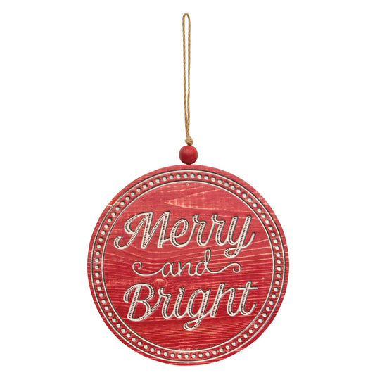 Merry & Bright Wood Hanging Sign