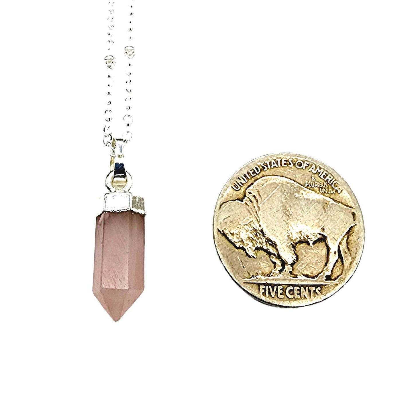 Petite Cylindrical Rose Quartz Point Necklace