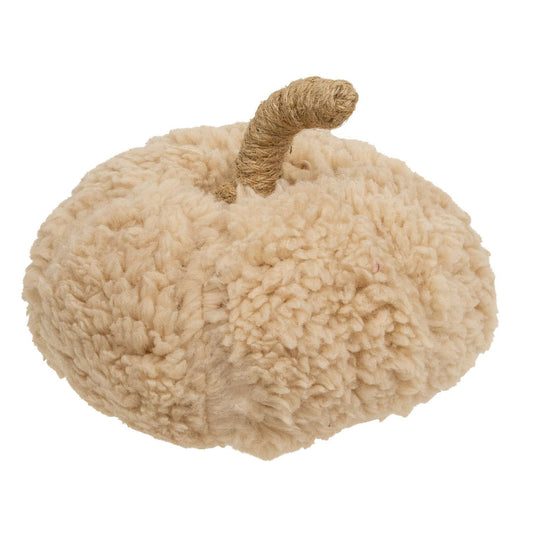 Ivory Sherpa Pumpkin w/Jute Stem, Medium