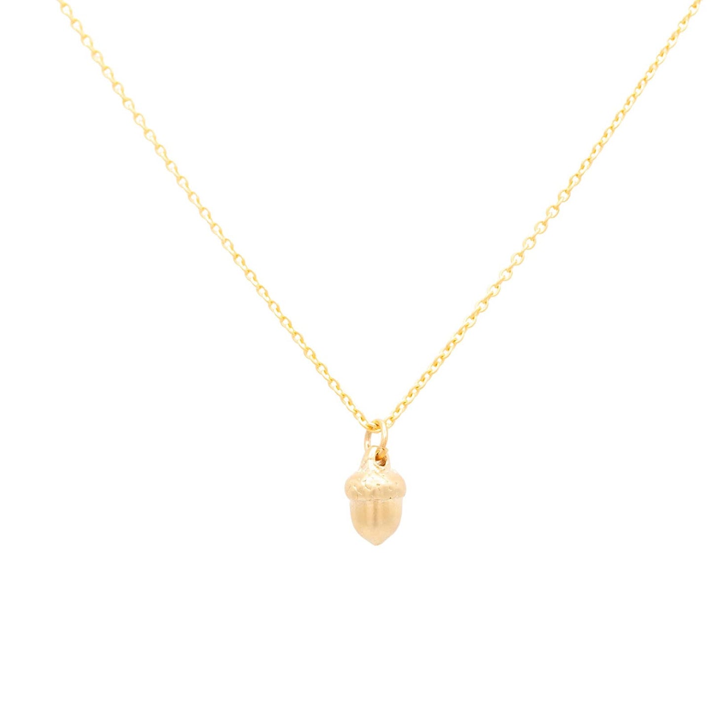 Acorn Charm Mini Dainty Necklace Nature, Nut Tree: Gold