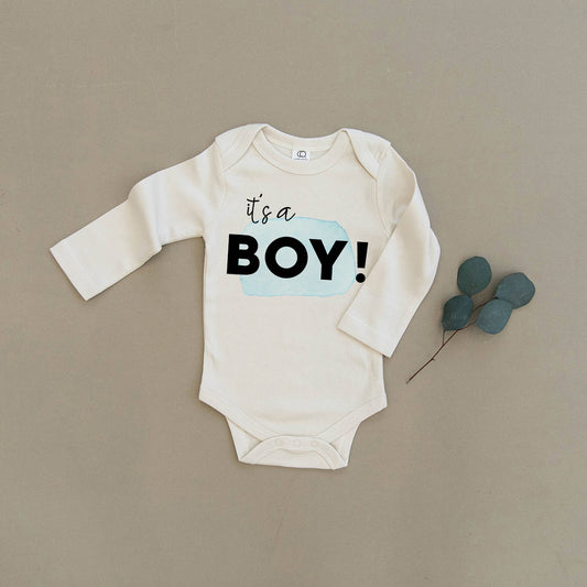 It's a Boy Pregnancy Announcement Organic Baby Onesie